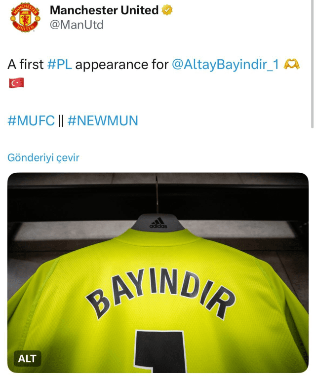 Altay Bayındır, Manchester United ile Premier Lig'de Sahne Alıyor